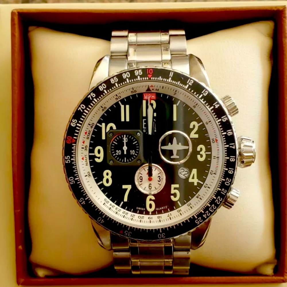 ESQ Swiss Movado airplane mens watch